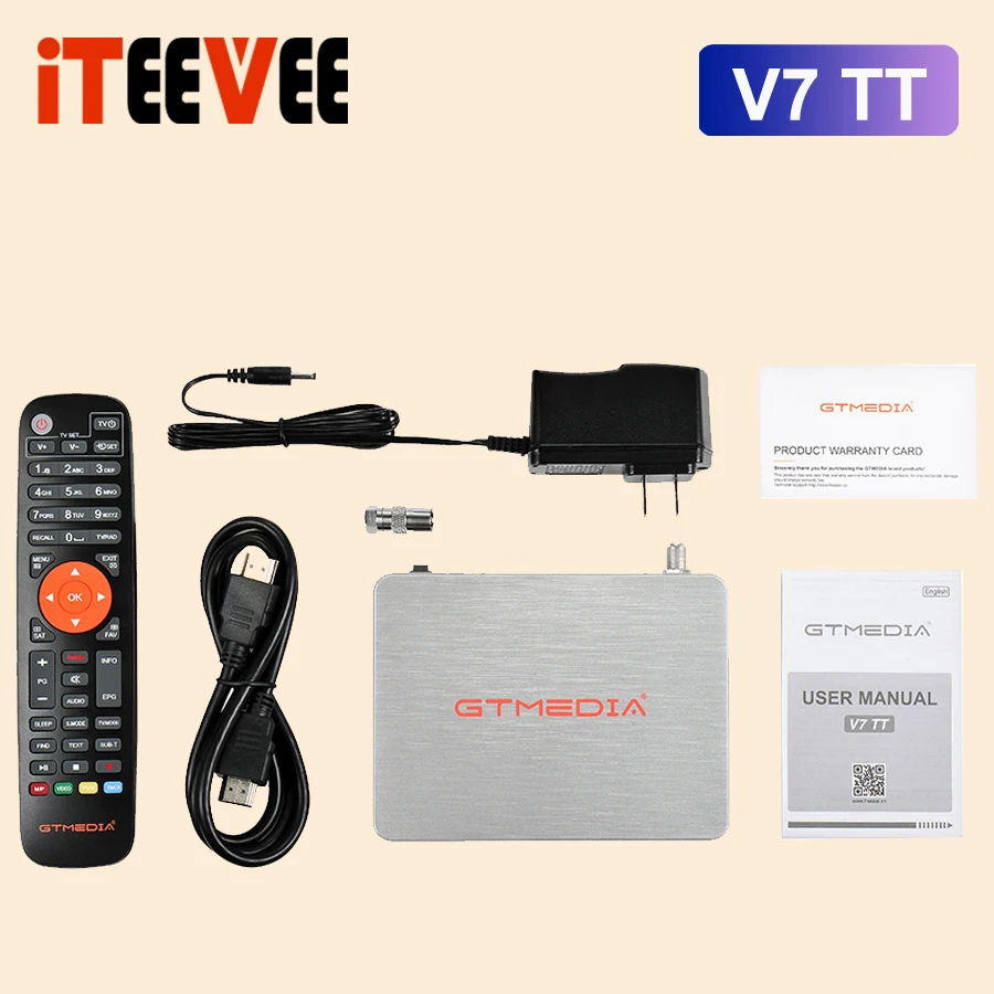 1 BUC 2021 NOI GTMEDIA V7 TT (TT PRO este Următoarea Generație), TV prin Satelit Receptor DVB-T2, DVB-C Wifi H2.65 TV Box Receptor Digital