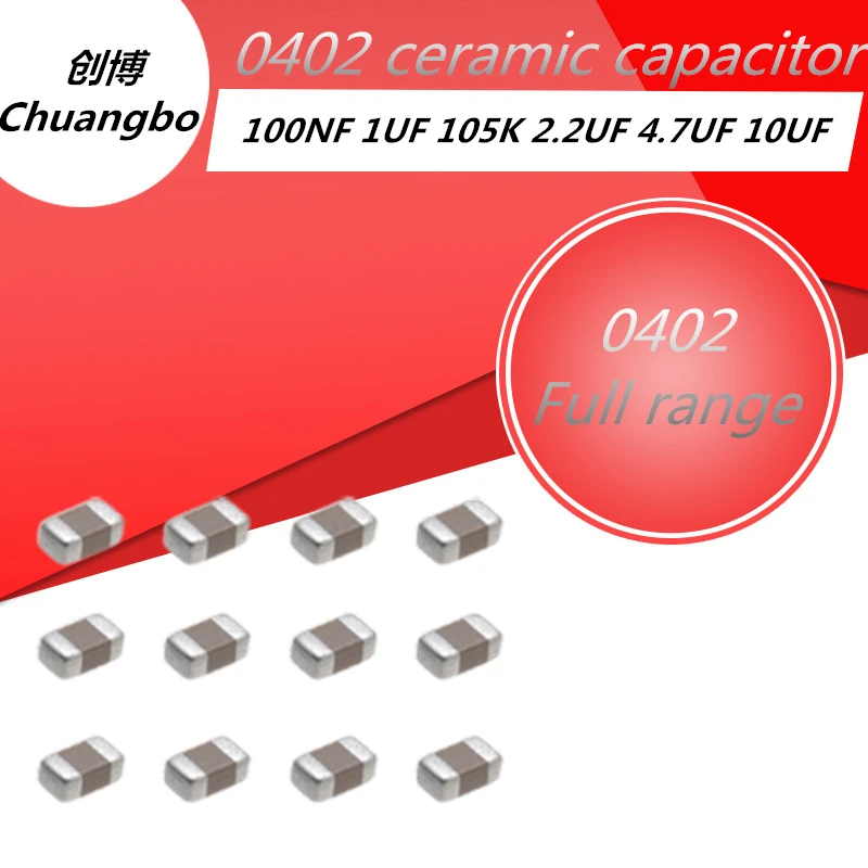 100buc 0402 peliculă groasă SMD chip multistrat ceramice condensatori de 100nf 1uf 2.2 4.7 uf uf 10uf 106K 226K 22UF condensatoare ceramice