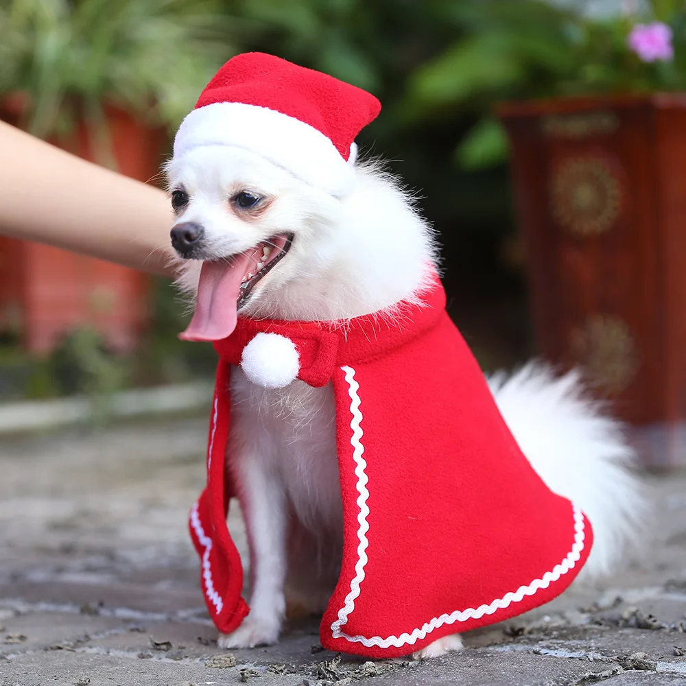 1buc Decor de Crăciun de Companie Haine Dress Up Puppy Teddy Câine Mantie Pălărie Rochie