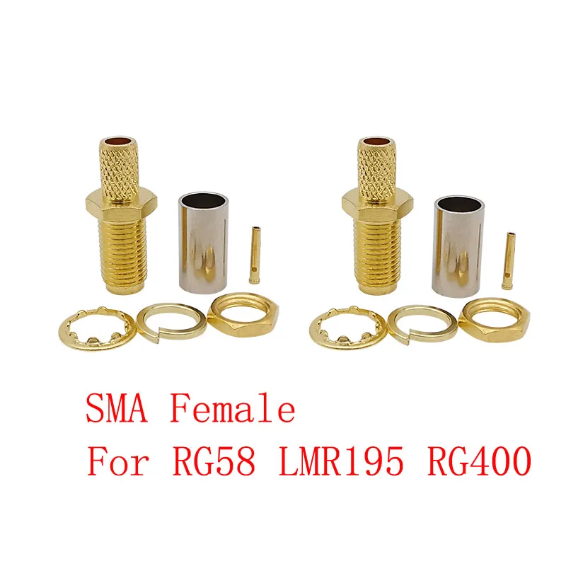 2 buc Alamă SMA Female Jack RF Coaxial Coaxial Adaptor Conector Solder de Sertizare Pentru RG58 LMR195 LMR200 Cablu
