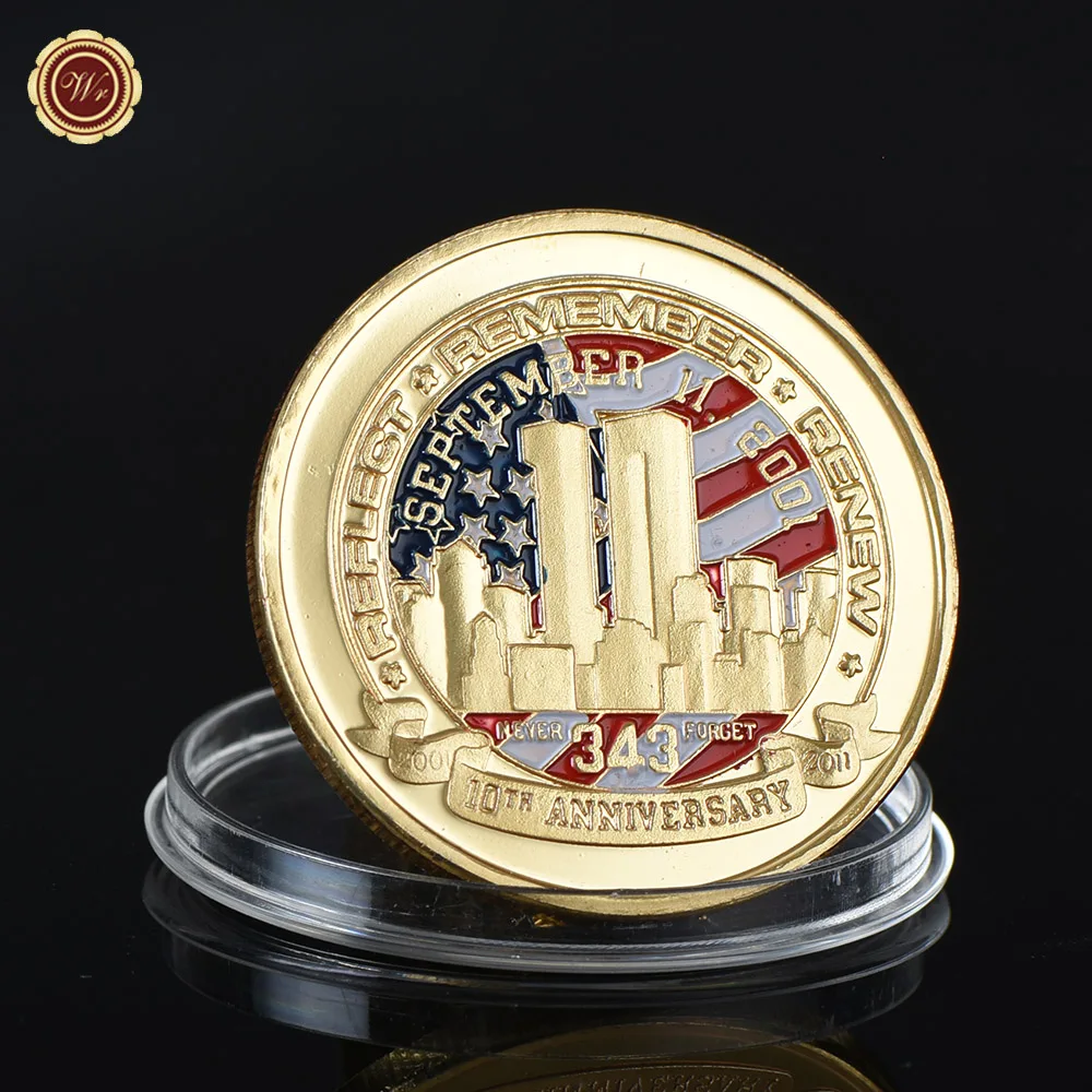 2001.9.11-Lea Centru Comercial Atac Terorist Statuie din statele Unite ale americii Provocare Aur Monede pentru Reamintind Istoria Meserii Suveniruri Cadouri