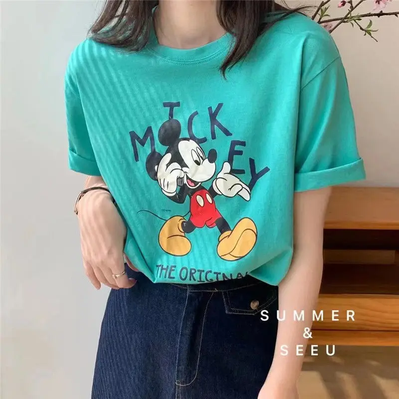 2022 Disney Uri Super-Populare cu Maneci Scurte T-shirt Nou Stil coreean Trendy Mickey Desene animate de Imprimare Vrac Ușor de Potrivire Haine