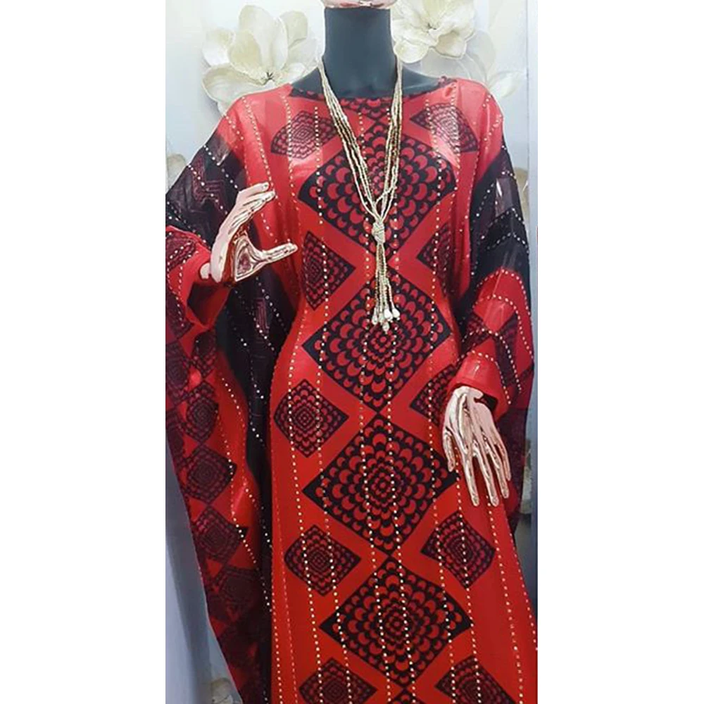 2023 Abayas Pentru Femei O-gat Maneci Liliac Geometrie Imprimare Rafinat Moda Rochie Maxi de Vacanță Casual Haină Lungă din Africa Femme