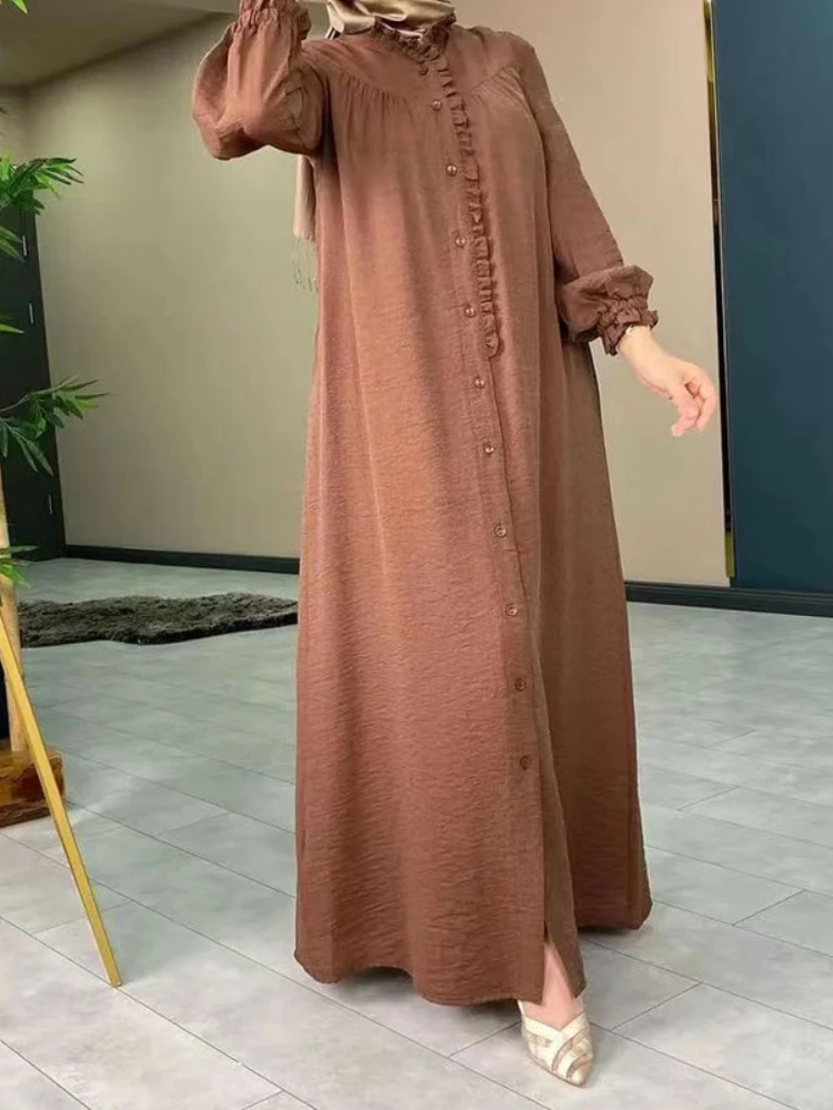 2023 Casual de Primavara-Vara Rochie Femei Musulmane Eid Lantern Maneca-LINIE Glezna-Lungime V-Gât Rochie Vestidos Ramadan