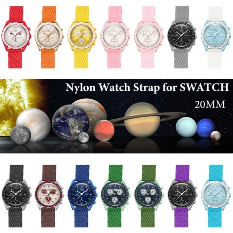 20mm Nailon Benzi pentru OMEGA pentru SWATCH MoonSwatch Curea de Ceas Planeta Serie de Eliberare Rapidă Plasă de Pânză brățară Brățară Femei Bărbați