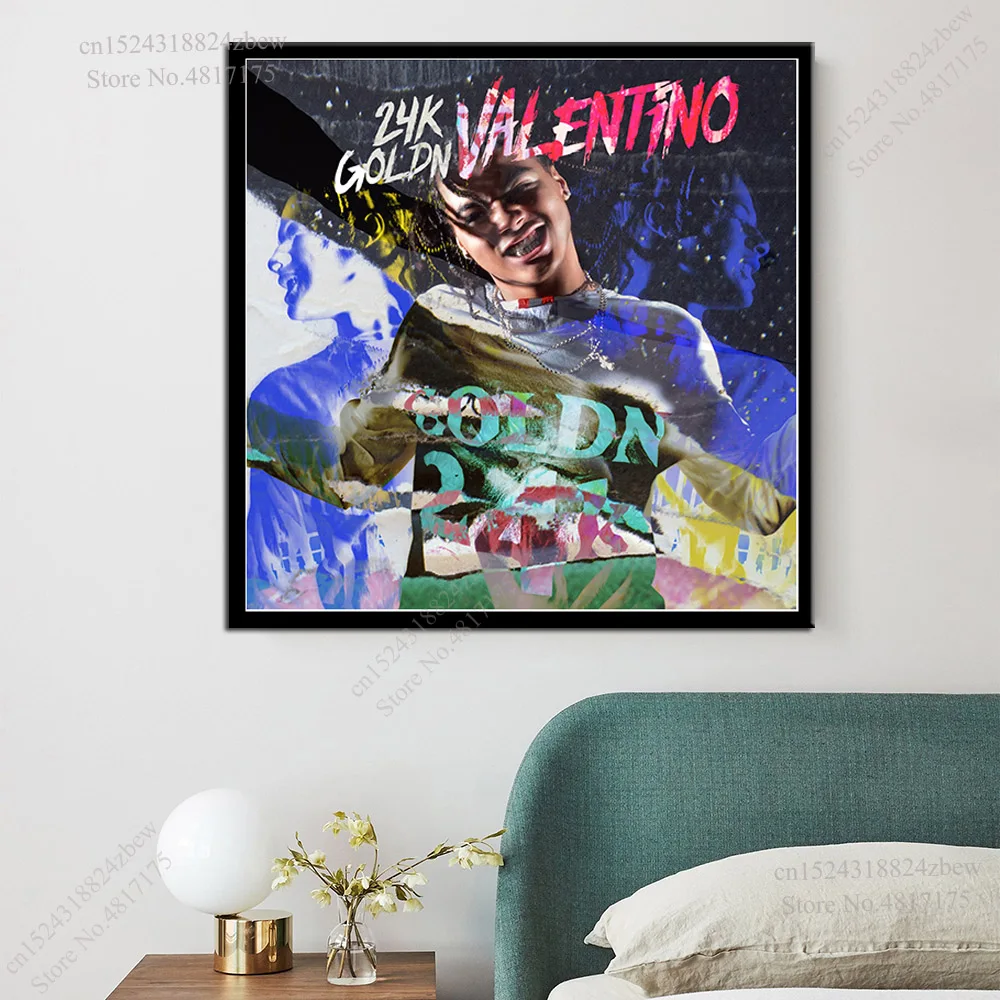 24kGoldn Poster Rapper, Cântăreț de Muzică Album Valentino El Dorado starea de Spirit Panza Pictura Arta de Perete Postere si Printuri Decor Acasă