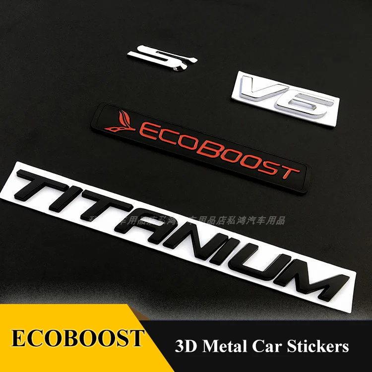 3D Metal Ecoboost V6 de TITAN Auto Camion SUV Partea Apărătoare de noroi-Spate, Portbagaj Emblema, Insigna Decalcomanii Autocolant pentru Ford Ecosport Mustang