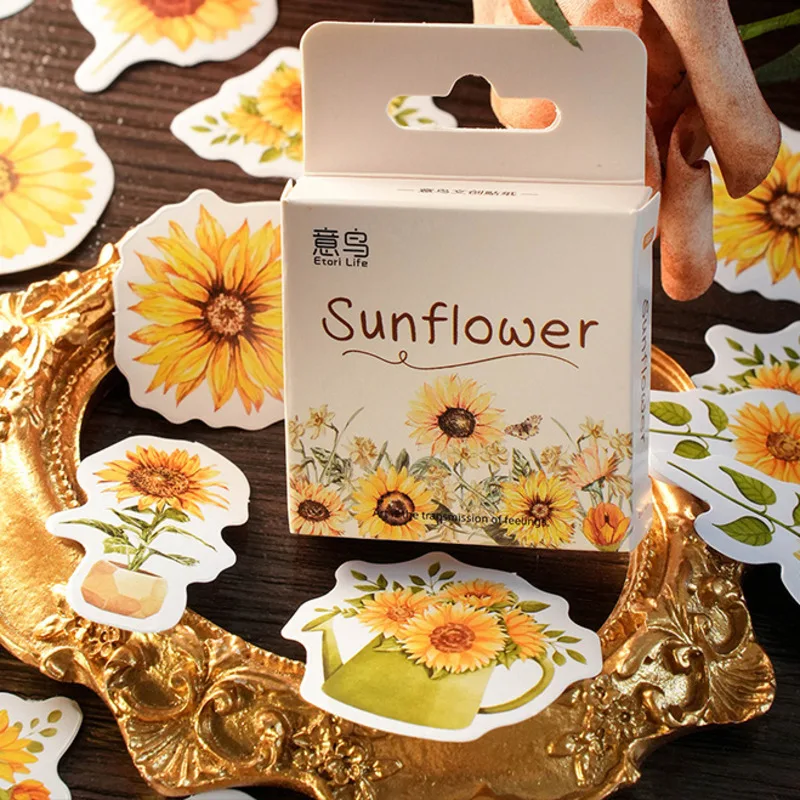 46sheet de Floarea-soarelui Cutie Autocolante Decorative Scrapbooking Flori Jurnal de Papetărie Album de Telefon Jurnalul Planificator de Autocolante
