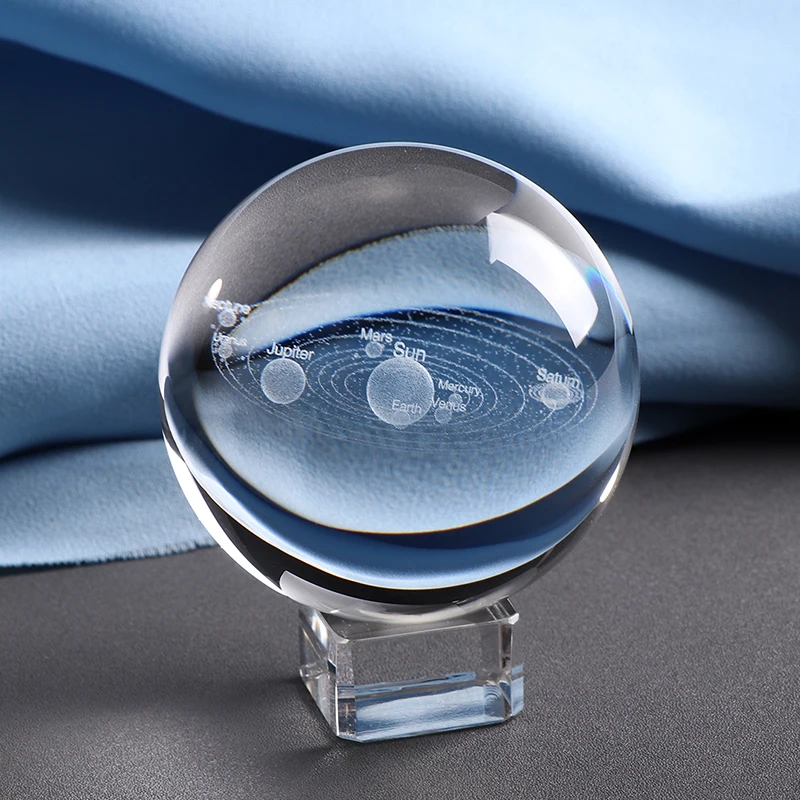 6cm Gravate cu Laser Sistem Solar Ball 3D Planete în Miniatură Model Sfera de Cristal Acasă Decorare Accesorii Decoracion Hogar