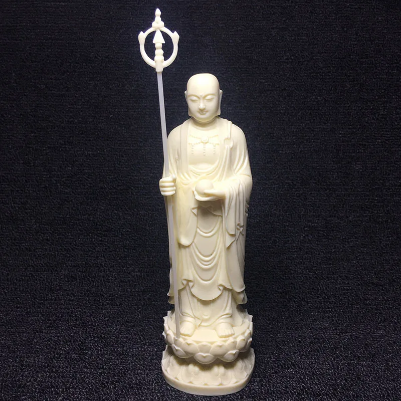 Alb Ksitigarbha Sculptura lui Buddha Ornament Rășină Sculptat Figura lui Buddha Acasă Living Feng Shui Statuie cel Mai frumos Cadou