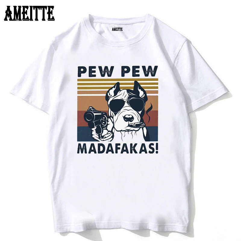 Amuzant Rogue Bulldog Deține Arma de Imprimare T-Shirt Noi de Vara Barbati Maneca Scurta Câini Topuri Casual Vintage Hip Hop Băiat Alb Tees