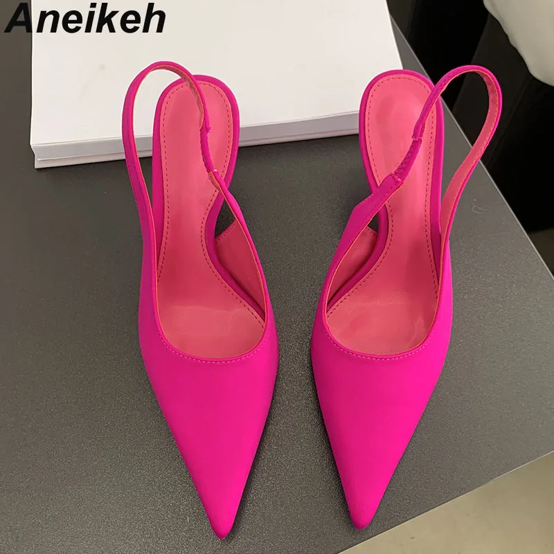 Aneikeh de Vară 2024 Moda pentru Femei Sandale cu Toc Pompe Subliniat Toe din Piele Stiletto cu Toc Catâri Petrecere Pantofi Pantofi