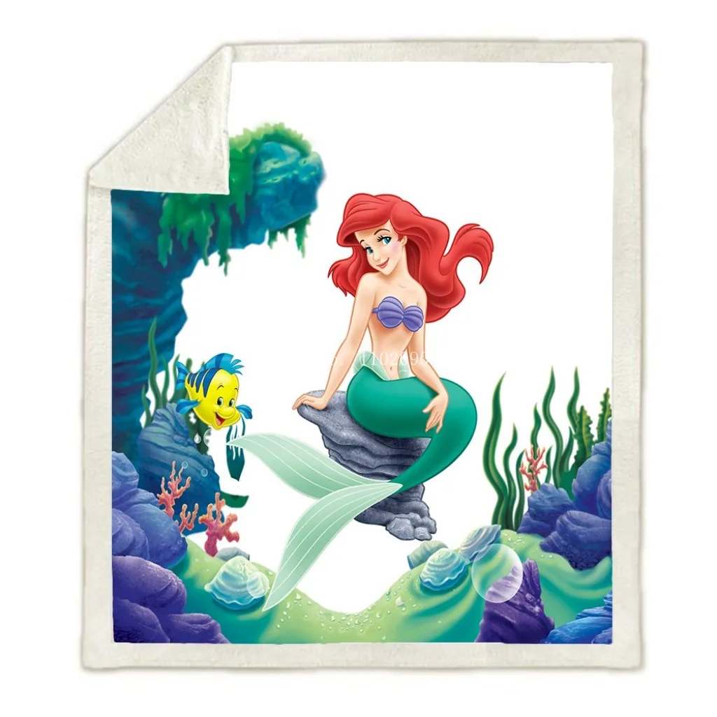 Ariel Mermaid Princess pentru Fete Copii Cadou Disney 3D Pătură Arunca pentru Canapea extensibilă Coperta Single Twin lenjerie de Pat Home Decor