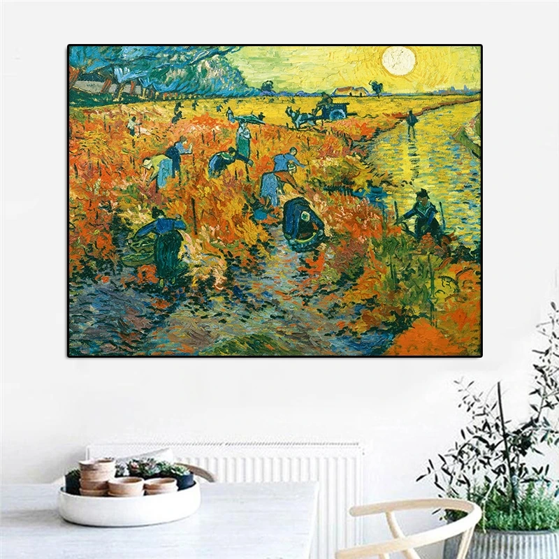 Celebra Pictură Roșie Podgorii De Van Gogh, De Van Gogh, Panza Pictura, Postere si Printuri Cuadros de Arta de Perete Imagini pentru Acasă