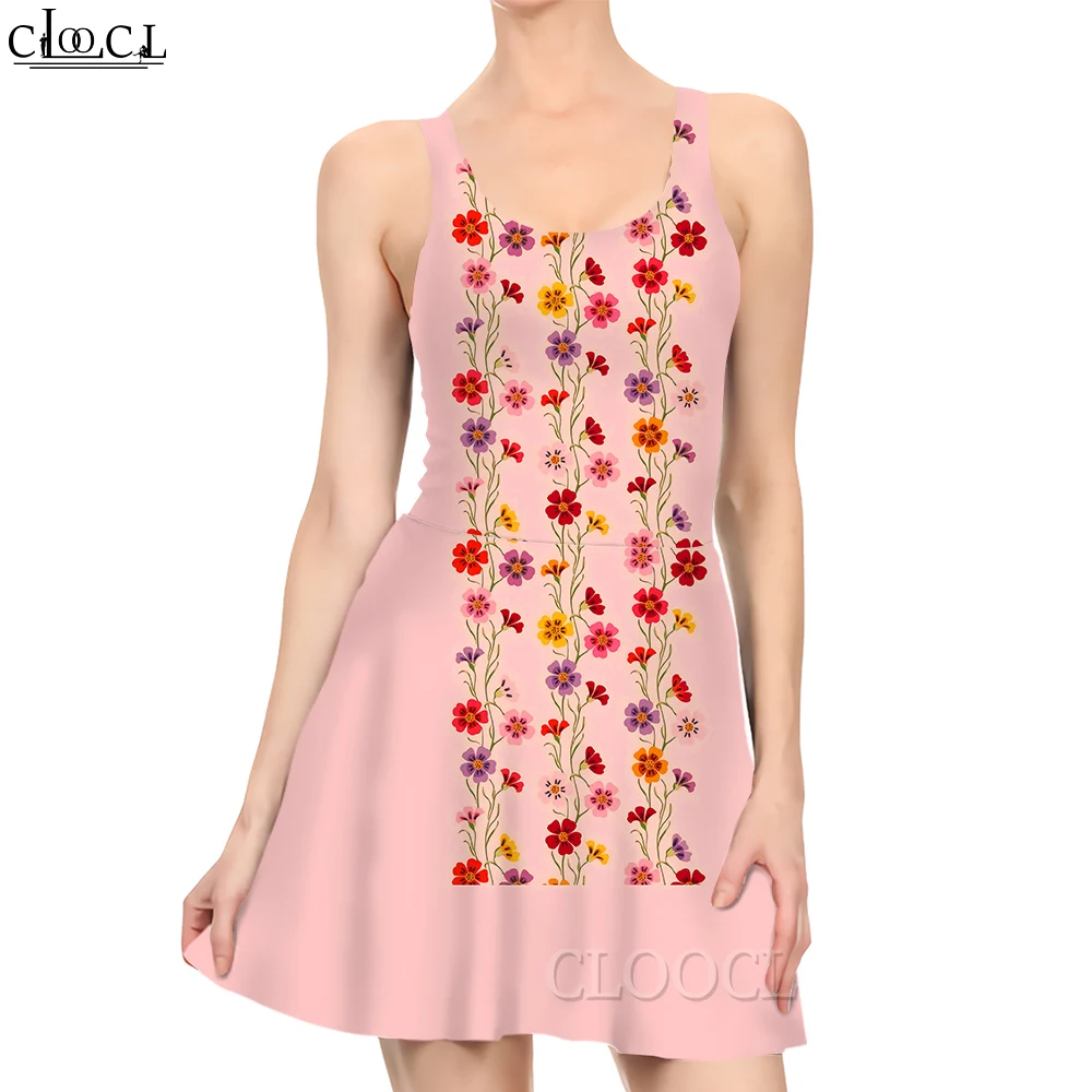 CLOOCL Femei Rochie de Flori de Viță de vie 3D Imprimate Rochie Mini de Moda de sex Feminin Casual, O-Neck fără Mâneci Rochii Mini Roz Sundress