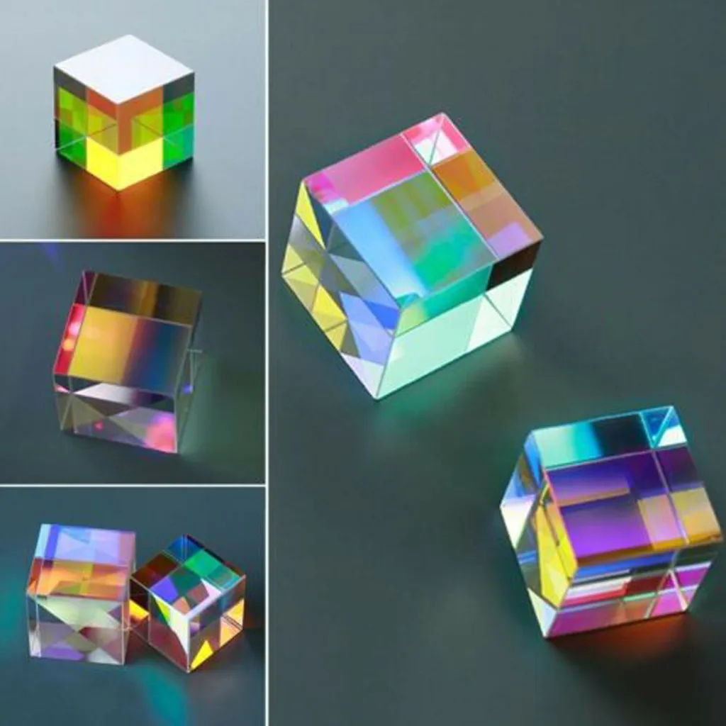 CMY Optică Prisma Cub de Sticlă Optică Prisma, RGB Dispersie Șase Fețe Luminoase Lumina Combina Cub Pentru Fizica Si Decor