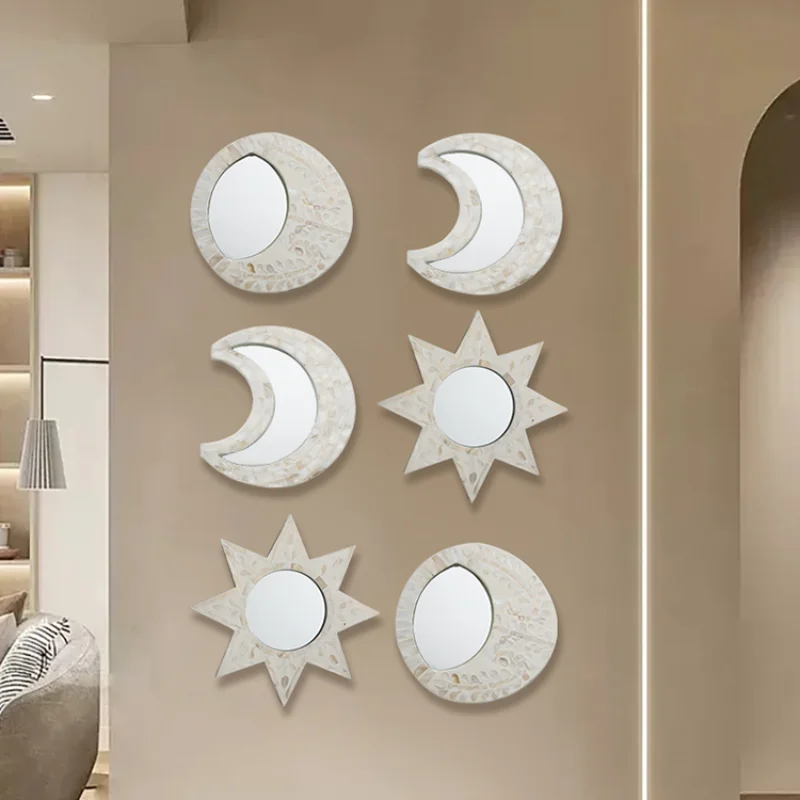 Creative Shell Moon Star Agățat De Perete Oglindă Decor Neregulate Hotel De Fundal Agățat De Perete Oglindă Accesorii Pentru Casa Noua