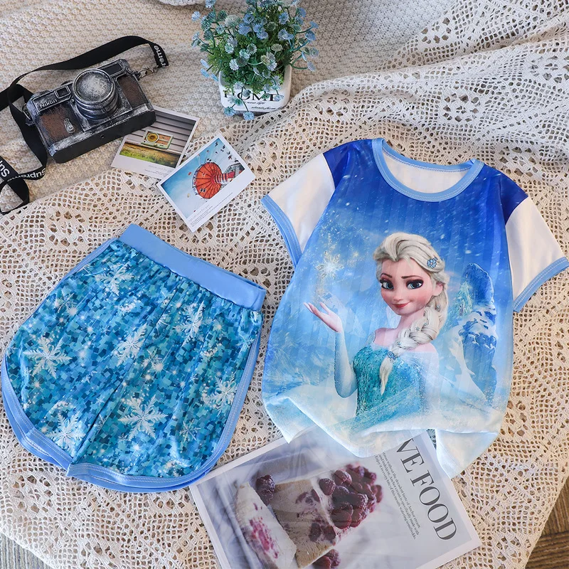 Disney Frozen Elsa de Vară Copil Fată Băiat Pijamale Pijamale Bluze Pantaloni Seturi de Îmbrăcăminte pentru Fete Pijama Copii Pijamas Set