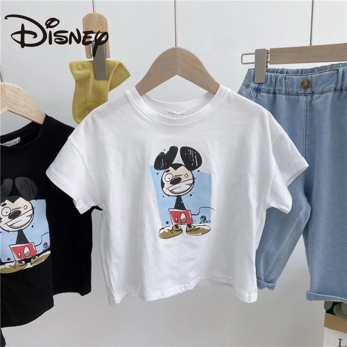 Disney Mickey Mouse pentru Copii T-shirt Noua Moda de Desene animate Casual Mâneci Scurte din Bumbac Băieți Și Fete O-gât Topuri de Vară pentru Copii