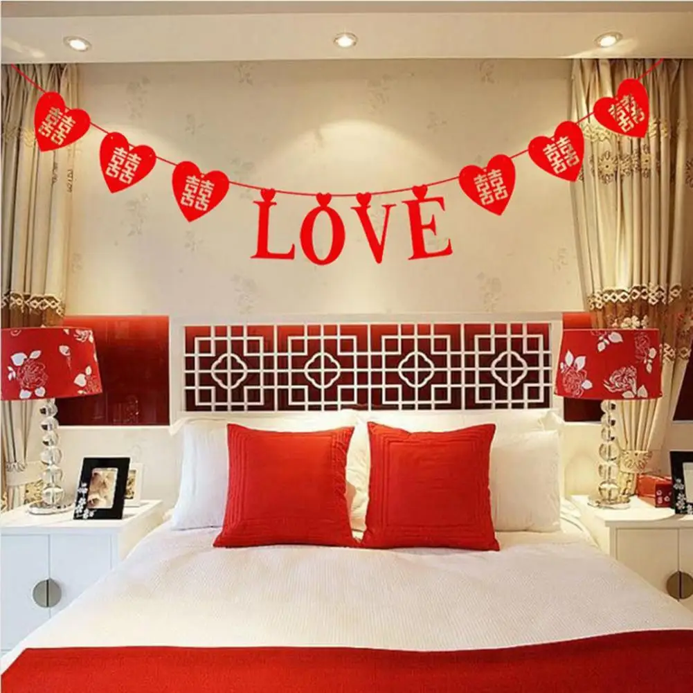 Fericirea dublu Banner Fericire Ghirlanda pentru Dormitor Manoperă Fin Ușor de Utilizat, Non-Țesute Tesatura Roșu Chinezesc Dragoste Gol Doub