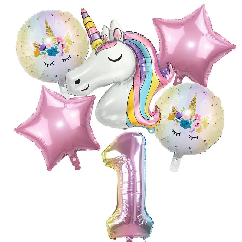 Gradient de curcubeu Unicorn Set Petrecere Balon de 32 inch Numărul Petrecerea de Ziua Decor