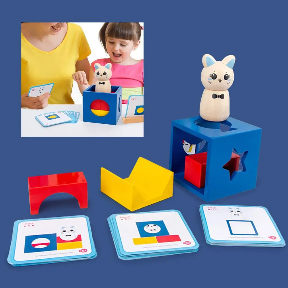 Iepure Magic Cutie de Lemn Geometrice Animale Blocuri Desktop Joc Jucărie pentru Copii Părinte-copil Interactive, Jocuri Educative, Cadouri