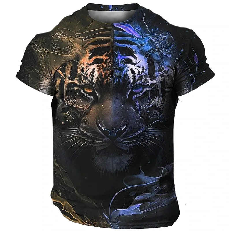 Imprimare 3D Tigru de Jersey Noi Bărbați T-shirt, O-Neck Barbati Casual de Vara Tricou Top Cool Teuri Respirabil Strada Mare