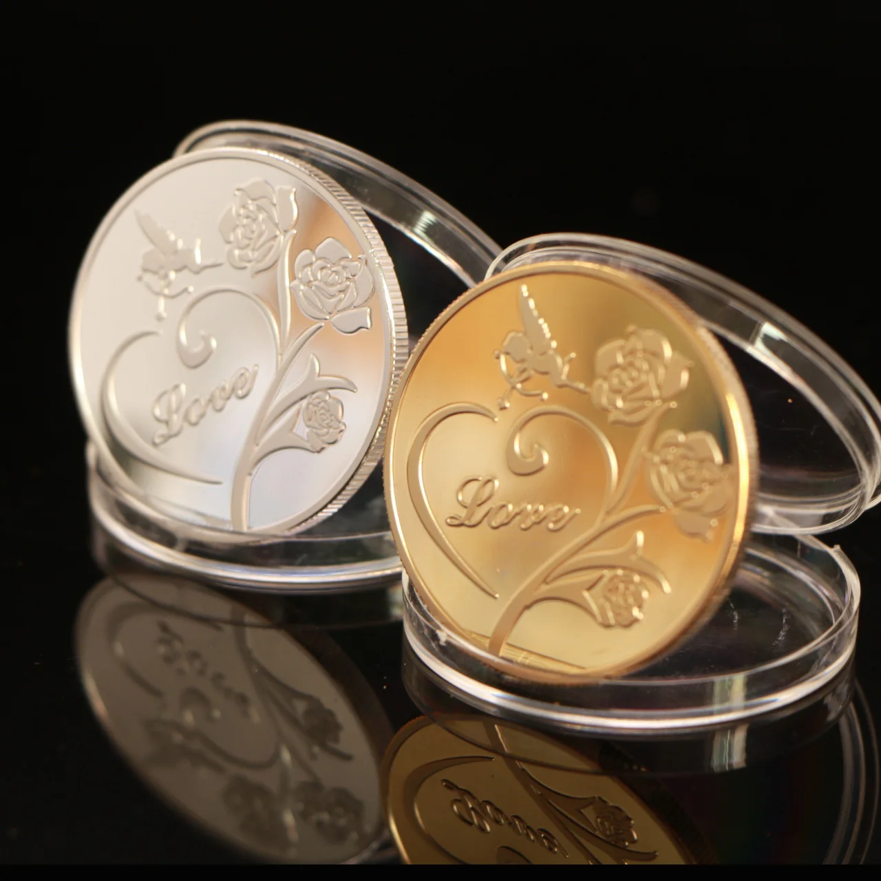 Inima Trandafiri Ziua Îndrăgostiților Comemorative de Argint, Monede de Aur Te Iubesc Emulare Ziua Îndrăgostiților Monede Cadouri