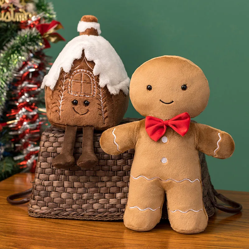 Kawaii Crăciun Ghimbir Pâine Jucărie De Pluș Umplute Cu Ciocolată Cookie Formă De Casă Păpușă Amuzant Copac Xmas Party Decor Pernă Perna
