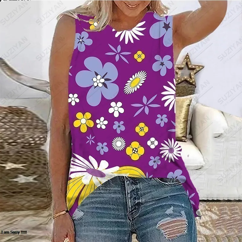 Moda Vrac Femei fără Mâneci T-shirt de Imprimare 3D Casual Colorate de Vară Fierbinte de Vânzare Temperament Femei Tancului Mare de Sus