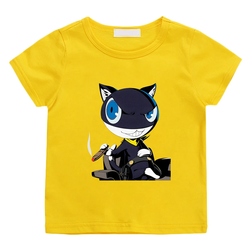 Morgana Persona 5 Cat Graphic T-shirt de Vara cu Maneci Scurte de Desene animate Tee-shirt pentru Baieti/Fete pentru Copii din Bumbac 100% Tricou O-gât