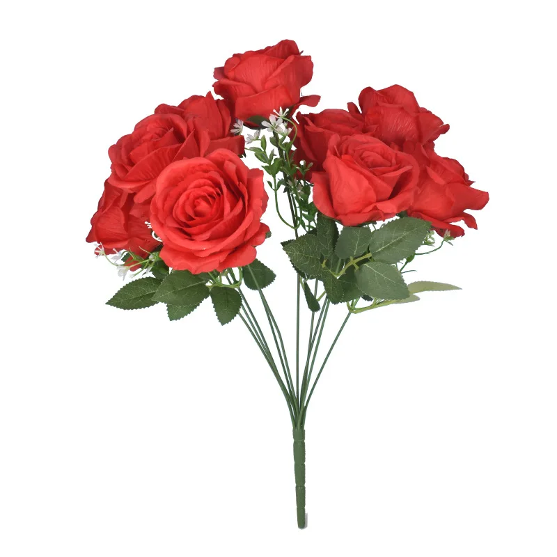 Mătase roșie Buchet de Trandafiri Vaza pentru Decor Nunta Gradina Decorative Coroane de flori False Plante en-Gros Decor Flori de interior
