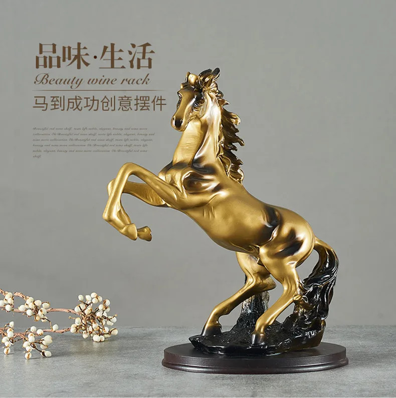 NOROC BIROUL de ACASĂ de Companie MAGAZIN CAMERA de SUS COOL Succes, NOROC la Bani Desen aur cal decorative FENG SHUI statuie