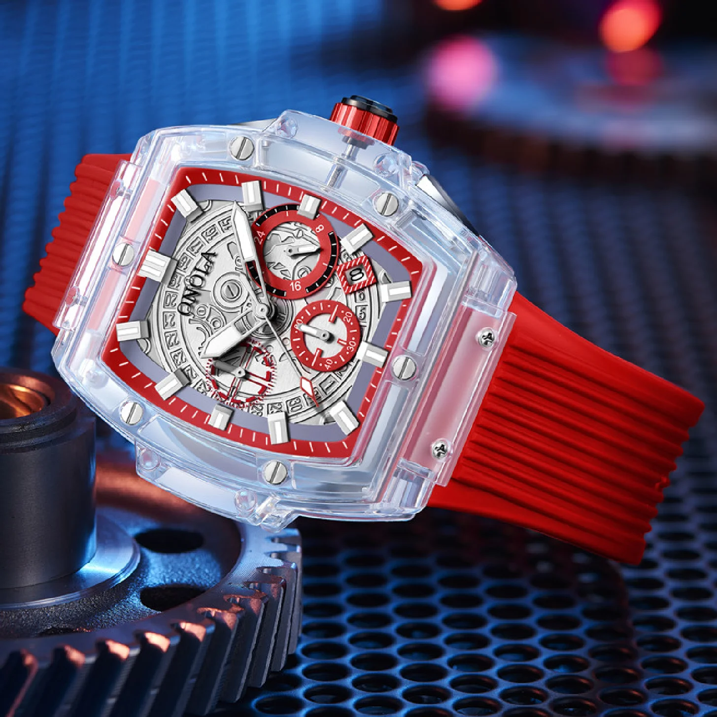 ONOLA de brand designer de Ceas din material plastic Bărbați 2023 casual de Lux unic de Cuarț ceas de mână de sex masculin pătrat alb Transparent Sport Barbati Ceas