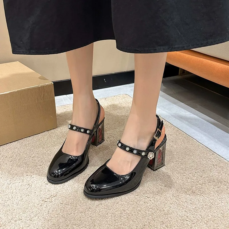 Pantofi pentru Femei 2023 Înaltă Calitate Mary Janes Femei pe Tocuri Înalte de Moda Fierbinte de Vânzare Pompe Perla Doamnelor Pantofi Tocuri Femei Mari