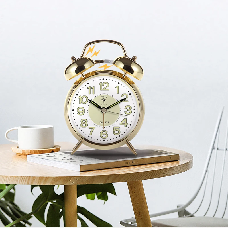 Retro Tăcut Ceas Deșteptător Rotund Design Modern European Digital Ceas cu Alarma Puternic pentru Camera de Dormitor Birou Lumina de Noapte Decor Acasă