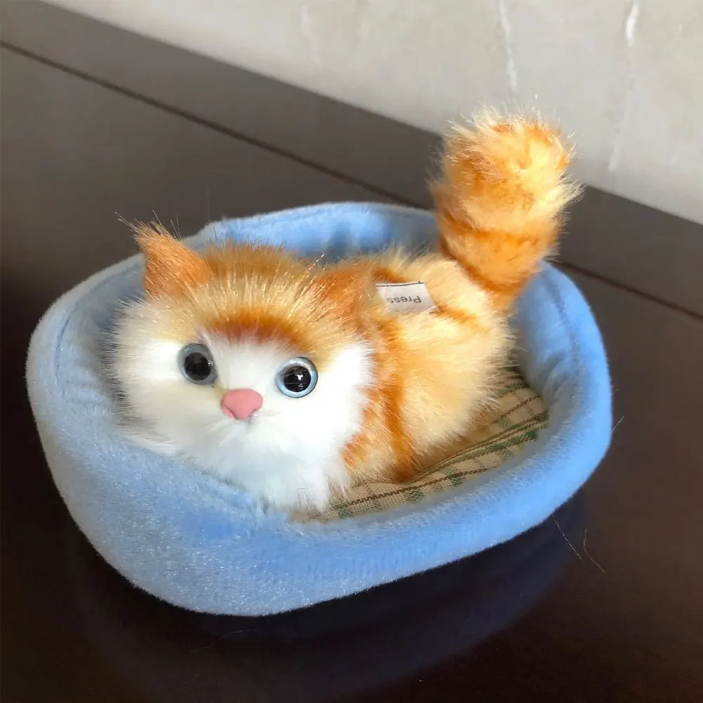 Simulare Mini Pisica de Pluș Drăguț Pisici cu Sunet Copii Cadouri Creative Imitație Pisica Jucării, Ornamente de Decor Acasă