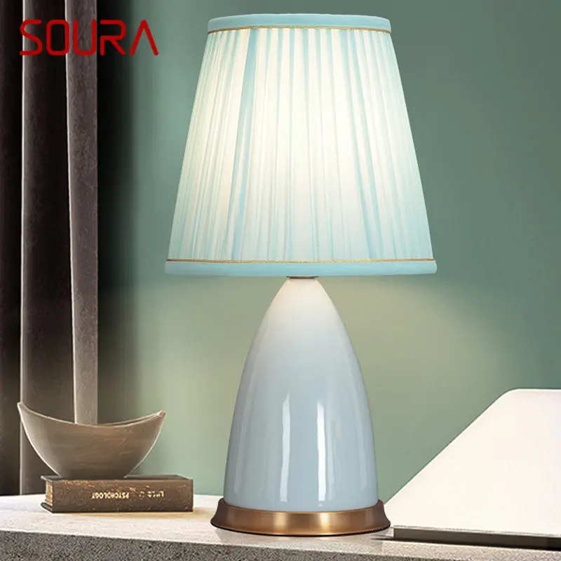 SOURA Ceramica de Masă Lampă cu LED-uri Moderne, Creative, Birou Estompat Lumini de Decor Pentru Casa Living, Dormitor, Noptiera