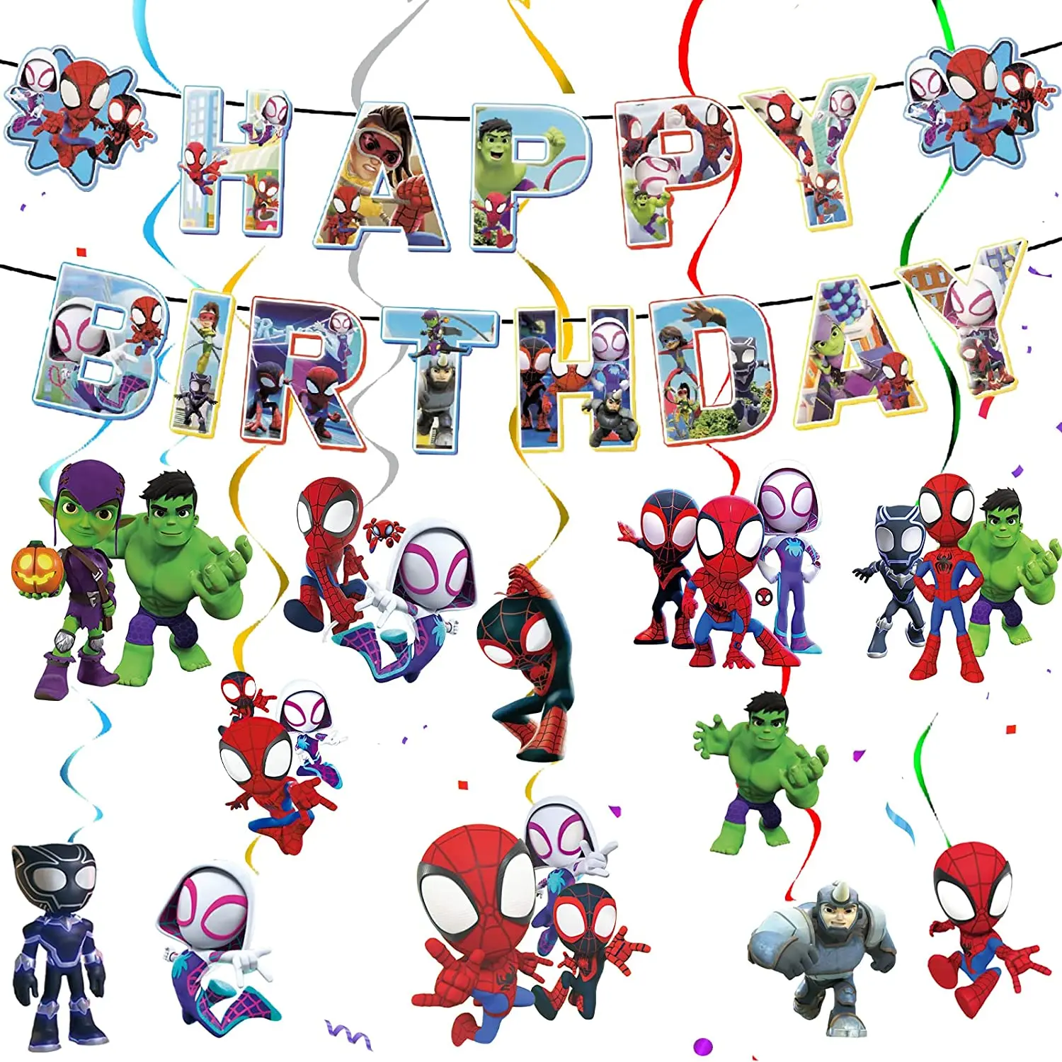Spidey și Prietenii Lui Uimitoare Ziua de nastere Decoratiuni de Desene animate Spider articole Party Banner Agățat panza de Paianjen Tort Fân Pentru Copii Băiat