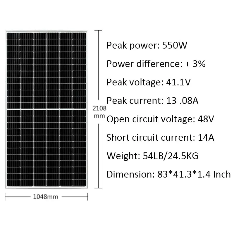 Sticla Panou Solar 550W 5500W Split Jumătate se Taie Celule MBB Sistem Solar Acasă 220v 110V 380v Off On Grid Solar Încărcător de Baterie