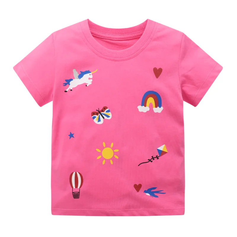 Sărituri De Metri New Sosire Vara Fete Tricouri Curcubeu Maneci Scurte Vânzare Fierbinte Copii Tricouri Copii Bluze Copii Costum Copil
