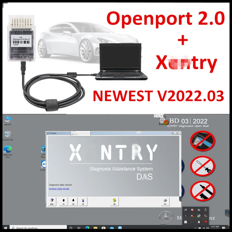 Tactrix Openport 2.0 ECU Chip Tuning Instrument OBD2 Scanner Tool cu cele mai Noi Xentry 2023.03 V Diagnosticul instala Software-ul bine in SSD