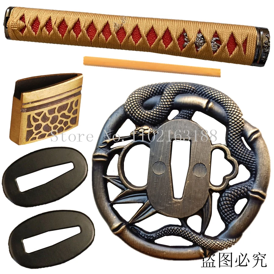 Un Set De Șarpe Tsuba+Menuki+Fuchi+Kashira+Mâner+Habaki+Seppa Pentru Japoneză Samurai Sabie Katana/Wakizashi/Tanto Garda Accesorii