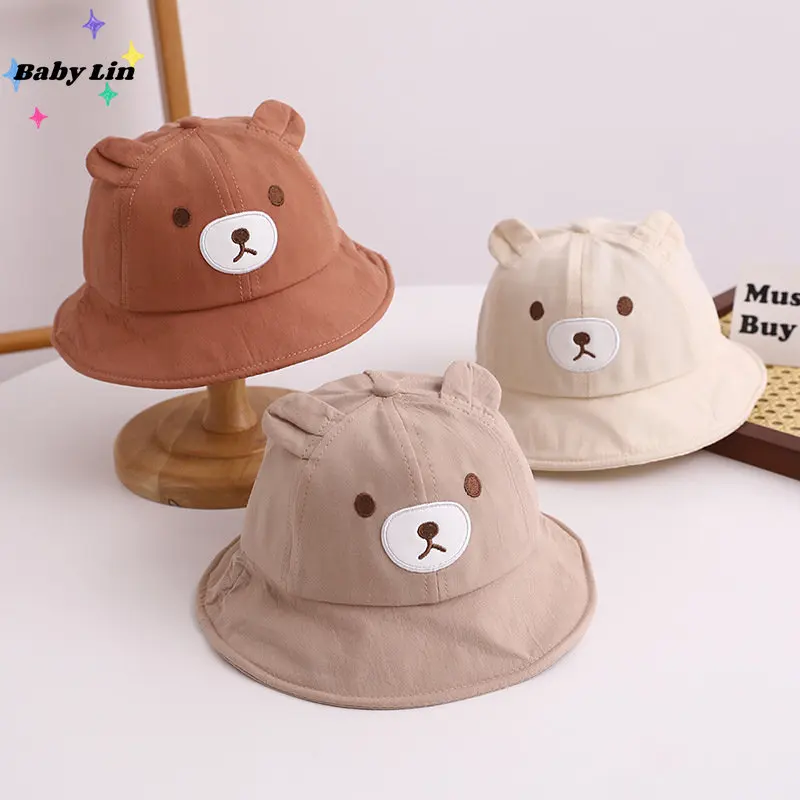 Ursul desene animate Galeata cu Capac Pentru bebe Summer Infant Fată Băiat Panama Pălărie de Soare Drăguț Brodate Copii Copilul Pescar Capace 아기모자