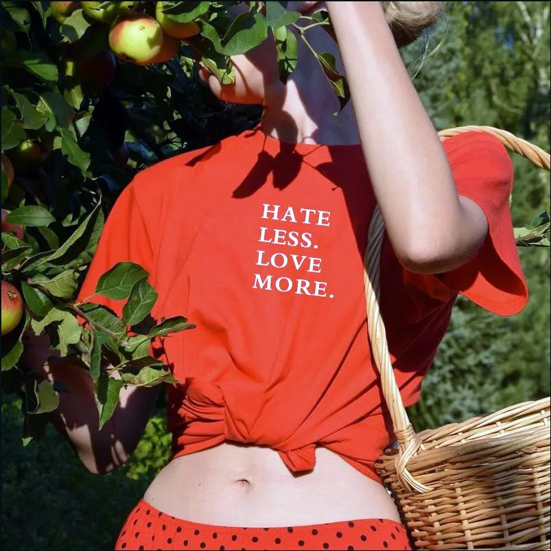 Urăsc Mai Puțin Dragostea Mai Multe Scrisori De Imprimare Femei Slogan T Shirt Cu Maneci Scurte Largi, Din Bumbac Roșu, Tricouri Casual De Vara Crewneck Topuri