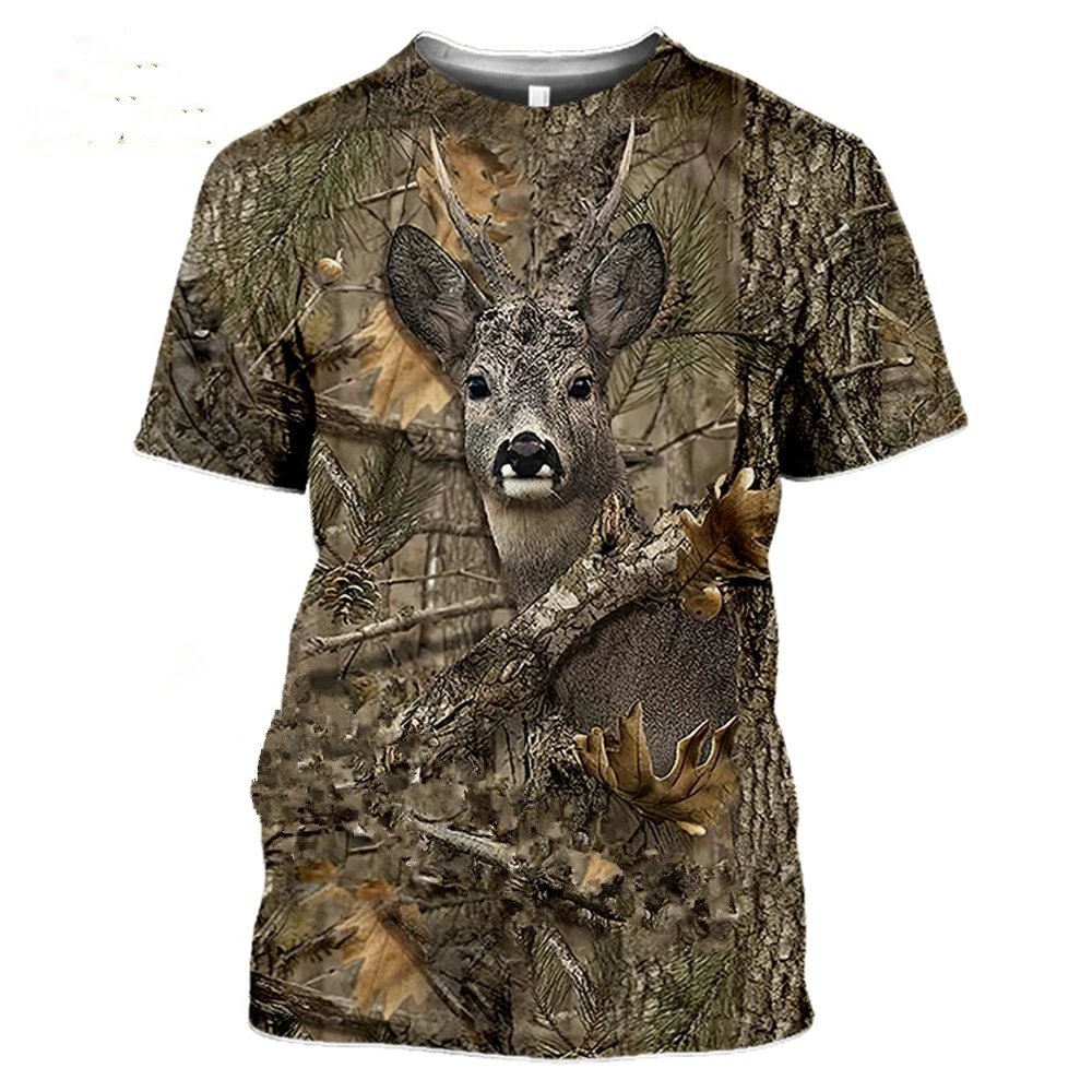 Vara Explozie 3D Casual, Camuflaj, Animal de Vânătoare de Iepure de Imprimare pentru Bărbați T-shirt Moda Strazii O Gât Scurt cu Maneci Supradimensionate T-shirt