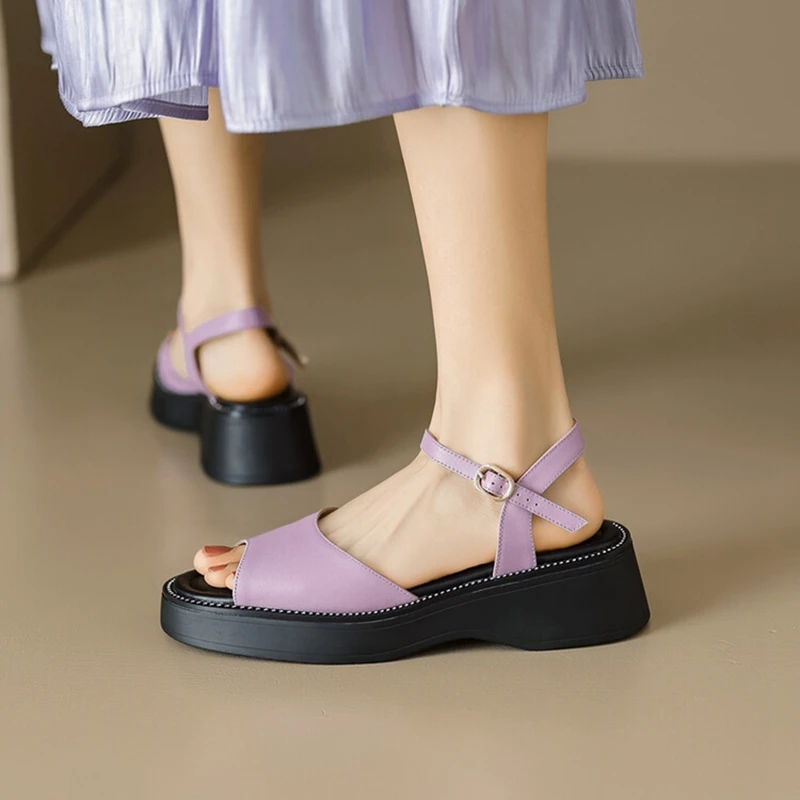 Vara Femei Sandale din Piele Pantofi pentru Femei Peep Toe Toc Gros Sandale Culori Bomboane Pantofi Platforma sandalias de mujer