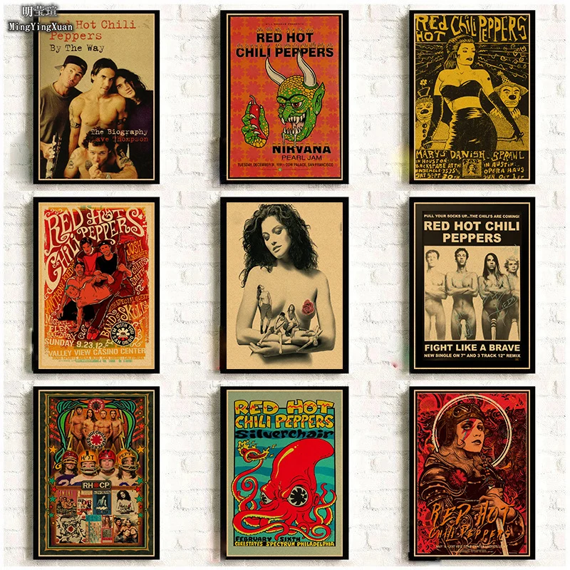 Vintage Poster cu Trupa de Rock Retro Poster Muzica de Chitara Mată Hârtie Kraft Antic Postere de Perete Autocolant Bar Acasă Decor cadou
