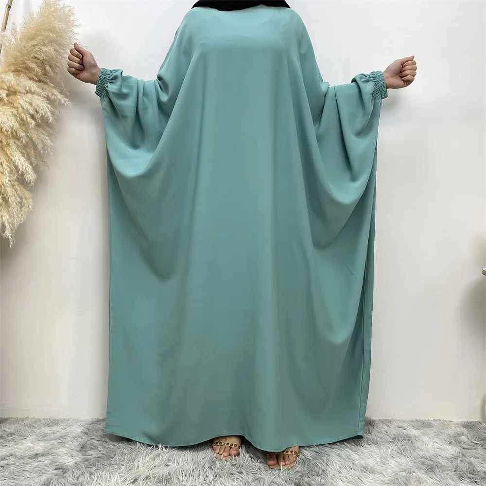 Wepbel Dubai Hijab Abaya Femei Batwing Maneca Lunga Pură Halat De Caftan De Culoare Solidă Vrac Haine Islamice Ramadan Abaya Caftan