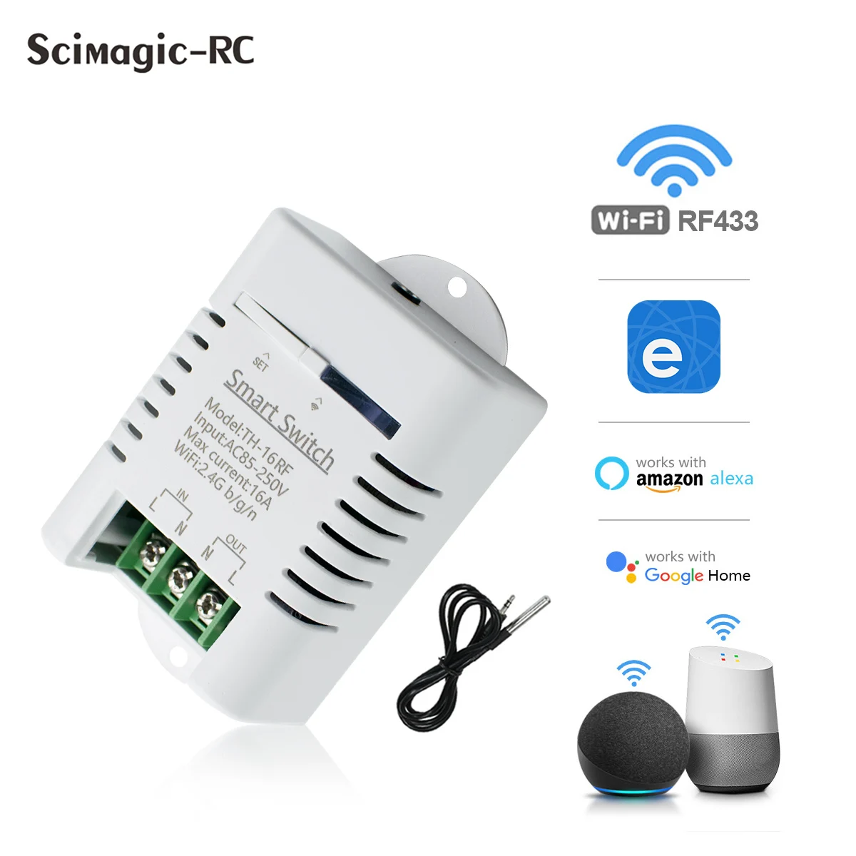 WiFi ewleink comutator de temperatura TH16 comutator detector de temperatură cu built-in senzor inteligent de automatizare acasă Alexa control vocal